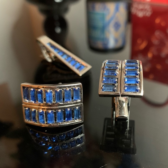 Blue crystals cuff links and tie pin💎💙 - Picture 5 of 11